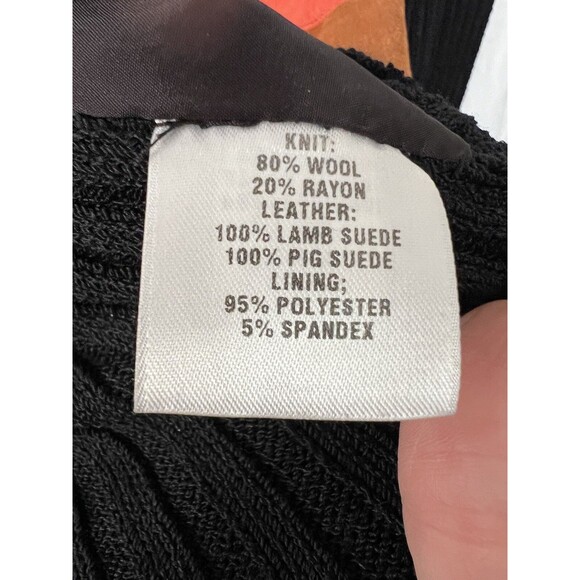 ST JOHN Lamb Suede Leather And Wool Sequin Striped Jacket Women Size S Full Zip - Picture 5 of 10